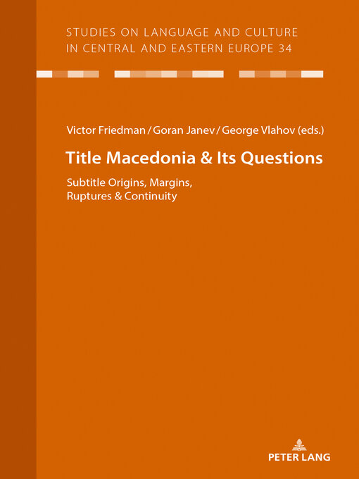 Title details for Macedonia & Its Questions by Christian Voß - Available